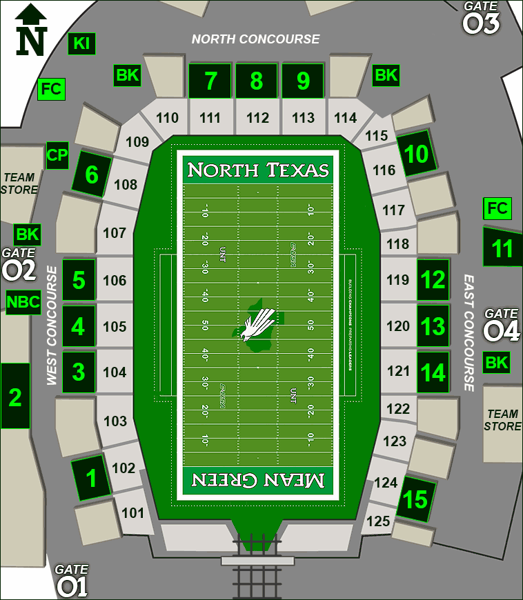 Apogee Stadium concessions map - Fletcher's Corny Dobs