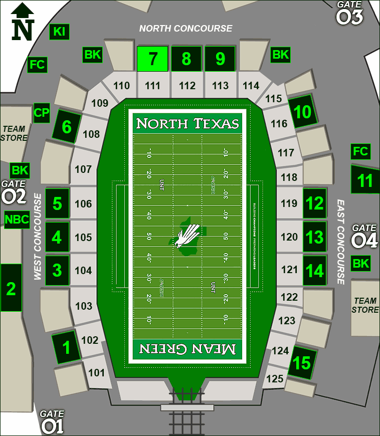 Apogee Stadium concessions map - Rudy's BBQ