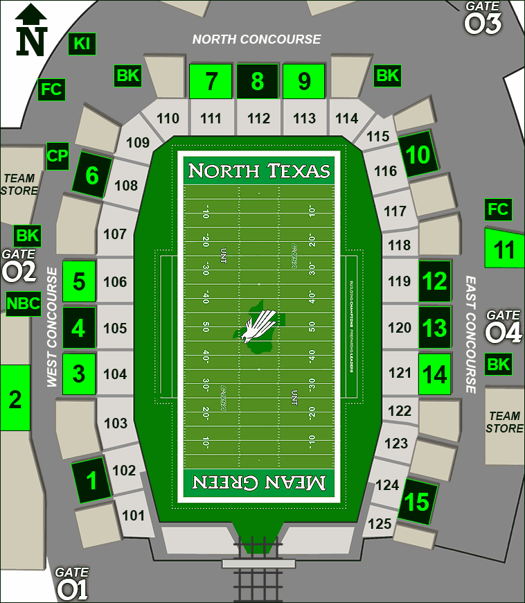 Apogee Stadium concessions map - sandwiches